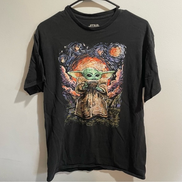 Star Wars Tops - Star Wars Yoda Black Short Sleeve Graphic Tee Women’s Large Cotton Summer Casual